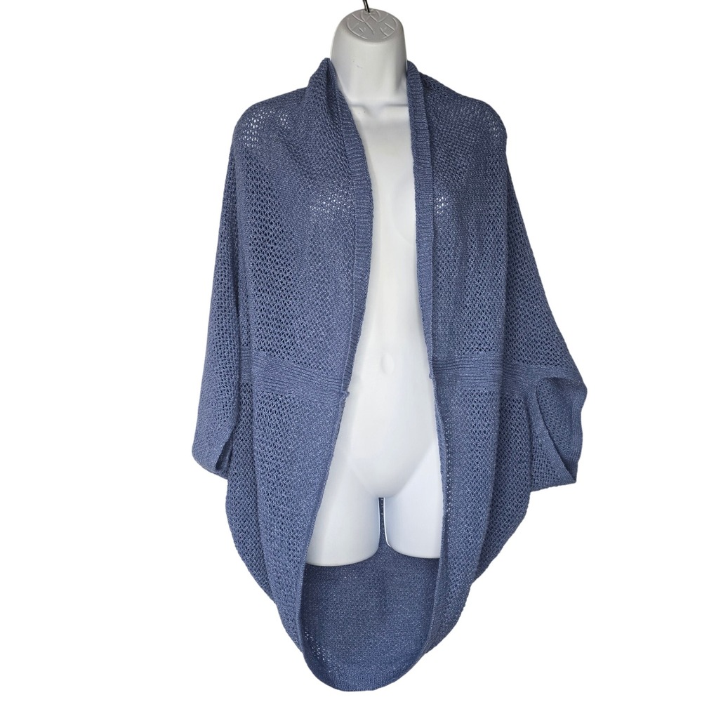 Pure Jill Cocoon Cardigan Knit Shrug Sweater Womens S-L‎ Blue Cotton Blend